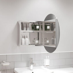 Affine Round Door Bathroom Mirror Cabinet Cupboard Stainless Steel Wall Mounted 500mm - thumbnail 6