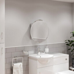Affine Round Door Bathroom Mirror Cabinet Cupboard Stainless Steel Wall Mounted 500mm - thumbnail 5