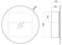 Affine Round Door Bathroom Mirror Cabinet Cupboard Stainless Steel Wall Mounted 500mm - thumbnail 8