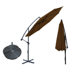 VRUC 3M Coffee Cantilever Banana Parasol Umbrella Garden Patio Outdoor Sun Shade With Base Weights - thumbnail 1