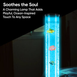 Bubble Led Fish Lamp With Floating Artificial Fishes 90Cm Colour Changing Sensory Night Lights Silver Base - thumbnail 6