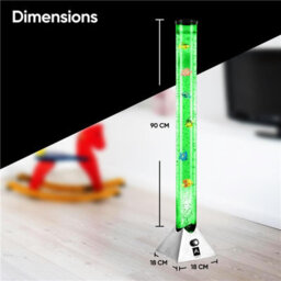 Bubble Led Fish Lamp With Floating Artificial Fishes 90Cm Colour Changing Sensory Night Lights Silver Base - thumbnail 2