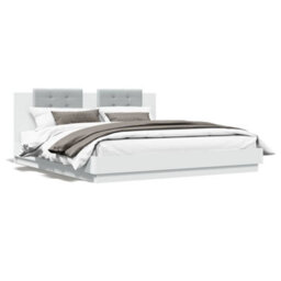 Berkfield Bed Frame With Led Without Mattress White 180X200 Cm Super King - thumbnail 5