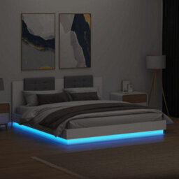 Berkfield Bed Frame With Led Without Mattress White 180X200 Cm Super King - thumbnail 4