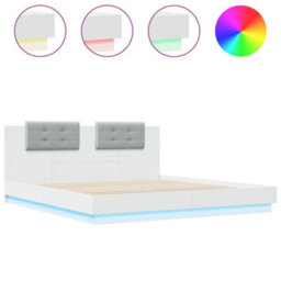 Berkfield Bed Frame With Led Without Mattress White 180X200 Cm Super King - thumbnail 2