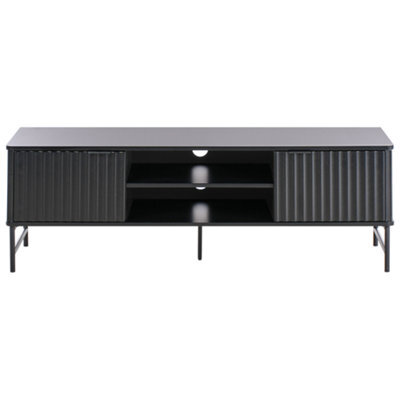 Wyld And Coco Everluxe Tv Stand Black Mdf 140 X 40 Cm With Open Shelf And Cable Management - image 1