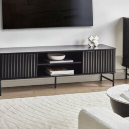 Wyld And Coco Everluxe Tv Stand Black Mdf 140 X 40 Cm With Open Shelf And Cable Management - thumbnail 2