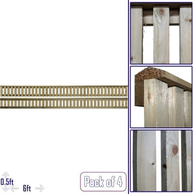 Premier Garden Supplies Tuscany Vertical Slatted (Pack Of 4) Width: 6Ft X Height: 0.5Ft Flat Capped Fence Panel/topper/trellis - image 1