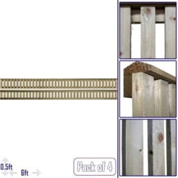Premier Garden Supplies Tuscany Vertical Slatted (Pack Of 4) Width: 6Ft X Height: 0.5Ft Flat Capped Fence Panel/topper/trellis - thumbnail 1