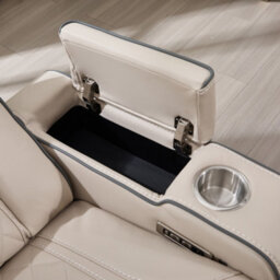 More4Homes Capri Electric Recliner 2 Seater Sofa (Beige) - Bluetooth Speakers, Wireless Charging, Air Leather, Led Lighting, Cupholders - thumbnail 4