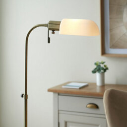 Luminosa Lighting Luminosa Pharmacy Task Floor Lamp Antique Brass Plate, Opal Glass, 1X E27 - thumbnail 4