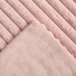 OHS Faux Fur Ribbed Fleece Throw Over Bed Blanket Supersoft, Blush - 125 X 150Cm - thumbnail 6