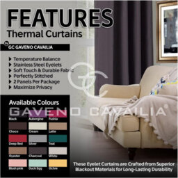 Gc Gaveno Cavailia Charcoal Blackout Eyelet Curtains 66X72 Inches 80-90% Black Out Thermal Ring Top Curtain Pair Window - thumbnail 3