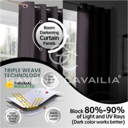 Gc Gaveno Cavailia Charcoal Blackout Eyelet Curtains 66X72 Inches 80-90% Black Out Thermal Ring Top Curtain Pair Window - thumbnail 6