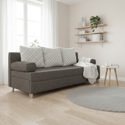 Dover 3 Seater Sofa Bed With Dl Mechanism Bedding Storage 192 Cm Wide Modern Sofa For The Living Room Grey And Printed Cushions - thumbnail 2