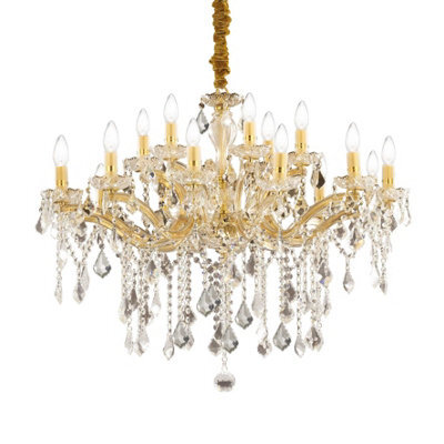 Luminosa Lighting Luminosa Florian 18 Light Crystal Chandelier Gold Finish, E14