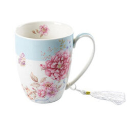 London Boutique Tea Coffee Cup Mug Set 4 Ceramic Porcelain Bird Rose Butterfly Shabby Chic Design In Gift Box 330Ml (1 Set) - thumbnail 3