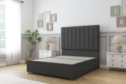 "Sloomy Kansas Graphite Dumfries Divan Bed Base 2 Drawers Same Side With 54"" Floor Standing Headboard 2'6 Small Single"