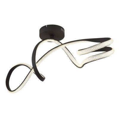 Luminosa Lighting Luminosa Swirl Integrated Led Semi Flush Ceiling Light Matt Black Led 4000K - image 1