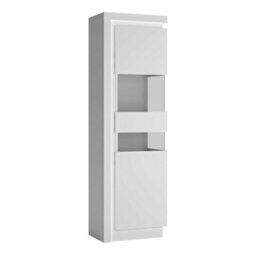 Wyld Haus Hjorring White Tall Narrow Display Cabinet With Led Lights 1981mm H X 598mm W X 420mm D - thumbnail 2