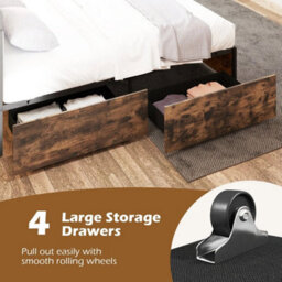Double Industrial Metal Platform Bed With Headboard & 4 Storage Drawers - thumbnail 6