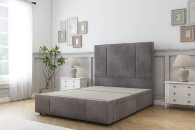 "Sloomy Lisbon Slate Naples Divan Bed No Drawers-54"" Floor Standing Headboard 12"" Footboard 6' Super King" - image 1