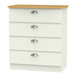 Albert 4 Drawer Chest In Cream Ash & Oak (Ready Assembled) - thumbnail 6