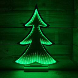 Samuel Alexander 40Cm Infinity Light Up Christmas Tree Decoration With Green Leds On Wooden Base - thumbnail 1
