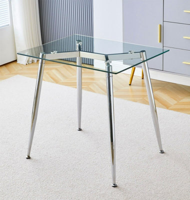 Hallowood Furniture Cullompton Small Glass Dining Table (0.8M) With Chrome Legs - image 1