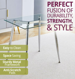 Hallowood Furniture Cullompton Small Glass Dining Table (0.8M) With Chrome Legs - thumbnail 2