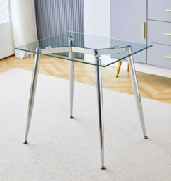 Hallowood Furniture Cullompton Small Glass Dining Table (0.8M) With Chrome Legs
