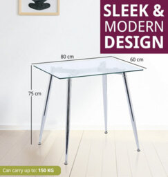 Hallowood Furniture Cullompton Small Glass Dining Table (0.8M) With Chrome Legs - thumbnail 3