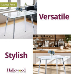 Hallowood Furniture Cullompton Small Glass Dining Table (0.8M) With Chrome Legs - thumbnail 5