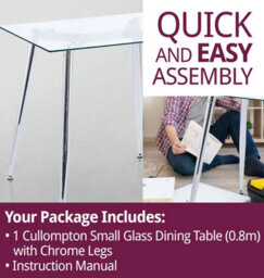 Hallowood Furniture Cullompton Small Glass Dining Table (0.8M) With Chrome Legs - thumbnail 7