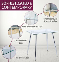 Hallowood Furniture Cullompton Small Glass Dining Table (0.8M) With Chrome Legs - thumbnail 4