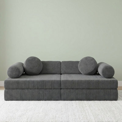 Adell Freestanding Upholstered Foam Sofa For Living Room With Loose Cushions Width 130Cm Depth 65Cm Grey - image 1