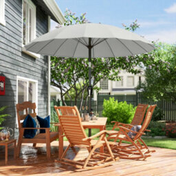 Outsunny 2M Shanghai Garden Parasol Umbrella, Outdoor Sun Shade, Light Grey - thumbnail 9