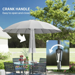 Outsunny 2M Shanghai Garden Parasol Umbrella, Outdoor Sun Shade, Light Grey - thumbnail 6