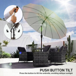 Outsunny 2M Shanghai Garden Parasol Umbrella, Outdoor Sun Shade, Light Grey - thumbnail 7