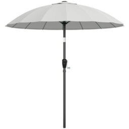 Outsunny 2M Shanghai Garden Parasol Umbrella, Outdoor Sun Shade, Light Grey - thumbnail 2