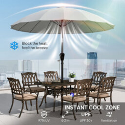 Outsunny 2M Shanghai Garden Parasol Umbrella, Outdoor Sun Shade, Light Grey - thumbnail 4
