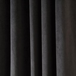 "Ohs Pair Of Bow Décor Velvet Eyelet Curtains Ready Made, Grey - 66 X 72""" - thumbnail 3