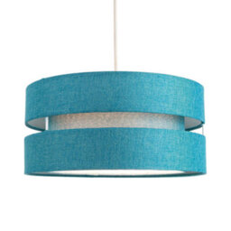 Happy Homewares Contemporary Quality Teal Linen Fabric Triple Tier Ceiling Pendant Light Shade - thumbnail 2