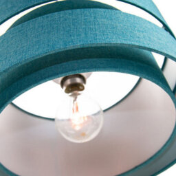 Happy Homewares Contemporary Quality Teal Linen Fabric Triple Tier Ceiling Pendant Light Shade - thumbnail 4