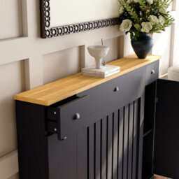 Radilux Radiator Cover Black Modern Vertical Slat Storage Drawers Cabinet Mdf 1280mm - thumbnail 4