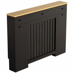 Radilux Radiator Cover Black Modern Vertical Slat Storage Drawers Cabinet Mdf 1280mm - thumbnail 5