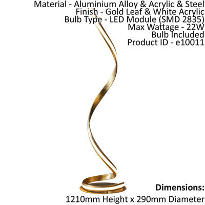 Floor Lamp Light Gold Leaf & White Acrylic 22W Led Module Bulb Included