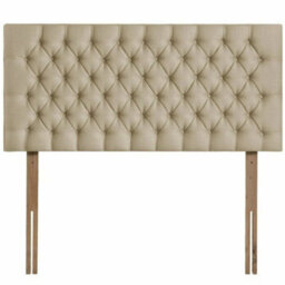 "Urban Textures Luxury 26"" High Velvet Fabric Upholstered Chesterfield Bed Headboard - Cream"