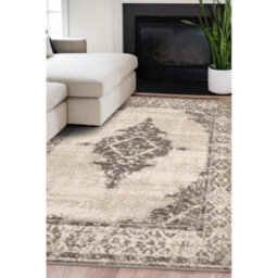 Melrose Traditional Design Grey Metallic Effect Medium Indoor Area Rug 120/170Cm