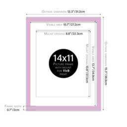 "14X11"" Lilac Frame With Mount For 11X9"" Pictures 20mm Thin Edge Portrait And Landscape Display With Wall Hooks And Kickstand" - thumbnail 2